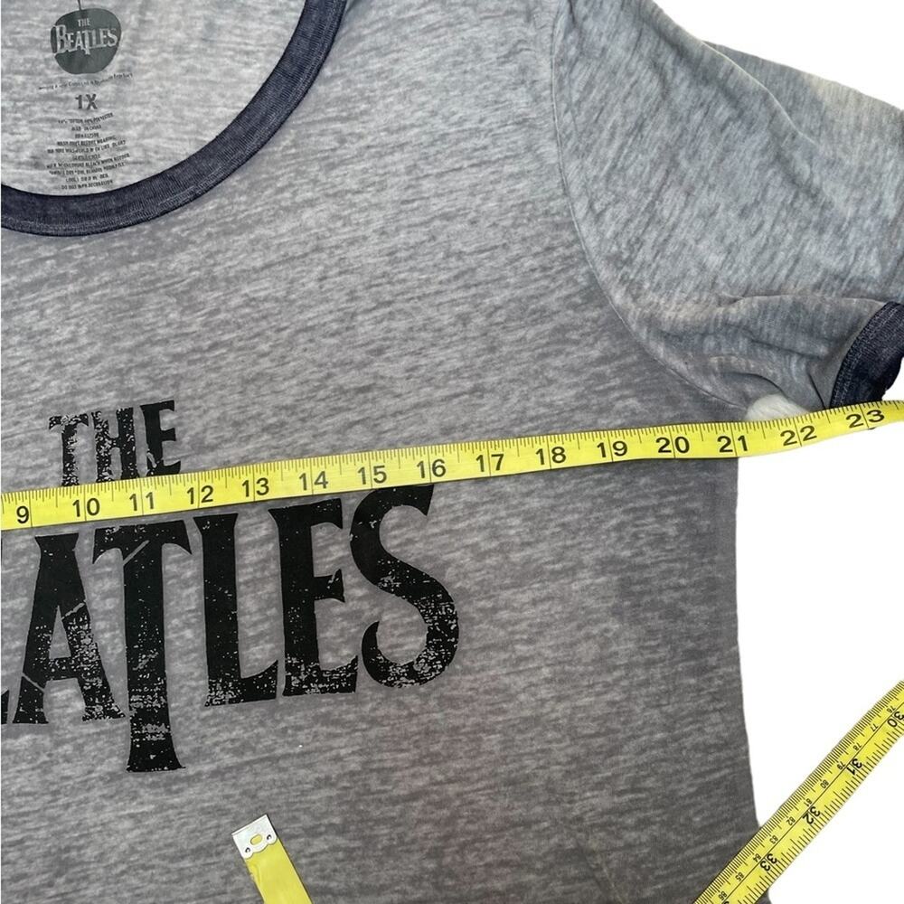 The Beatles Shirt Women XL Gray Round Neck Short Sleeve Graphic Rock Tee Stretch - Picture 5 of 6
